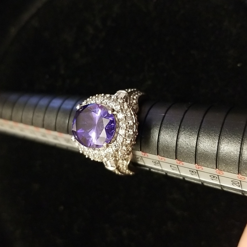 Purple stone ring 925 cocktail ring size 7